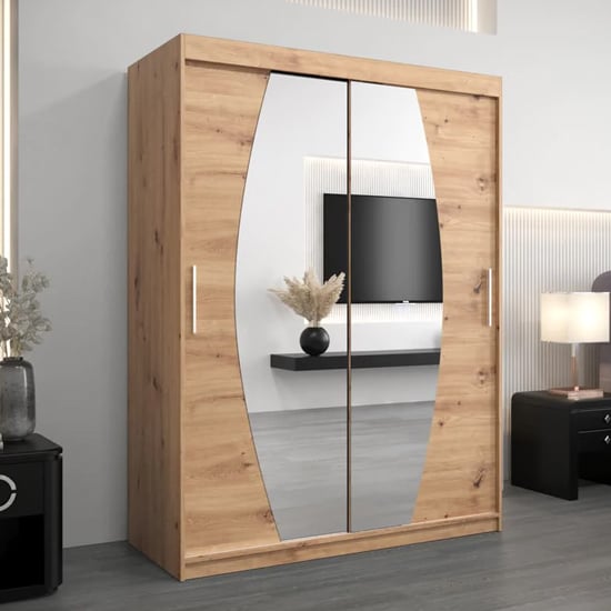 Product photograph of Eden Mirrored Wardrobe 2 Sliding Doors 150cm In White from Furniture in Fashion