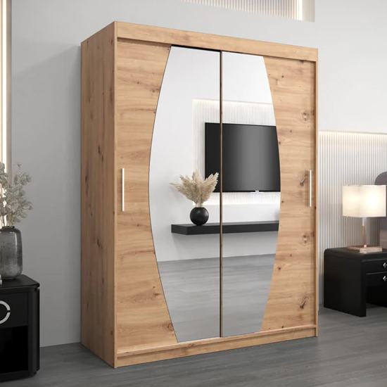 Read more about Eden mirrored wardrobe 2 sliding doors 150cm in white