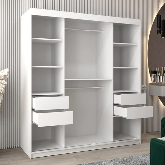 Eden Mirrored Wardrobe 2 Sliding Doors 180cm In White