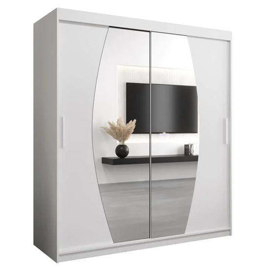 Eden Mirrored Wardrobe 2 Sliding Doors 180cm In White