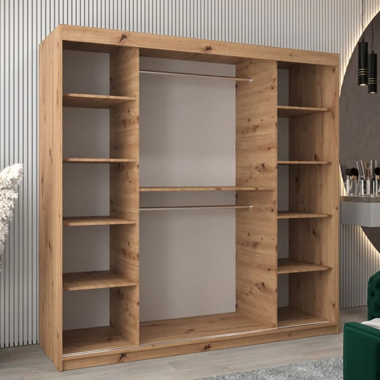 Eden Mirrored Wardrobe 2 Sliding Doors 200cm In Artisan Oak
