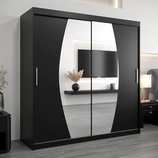 Read more about Eden mirrored wardrobe 2 sliding doors 200cm in black