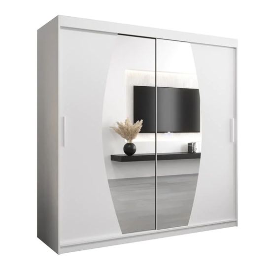 Eden Mirrored Wardrobe 2 Sliding Doors 200cm In White