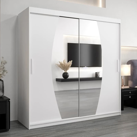 Read more about Eden mirrored wardrobe 2 sliding doors 200cm in white