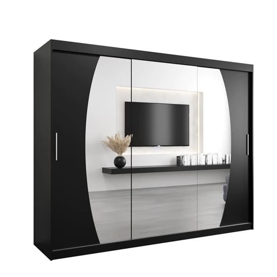 Eden Mirrored Wardrobe 3 Sliding Doors 250cm In Black