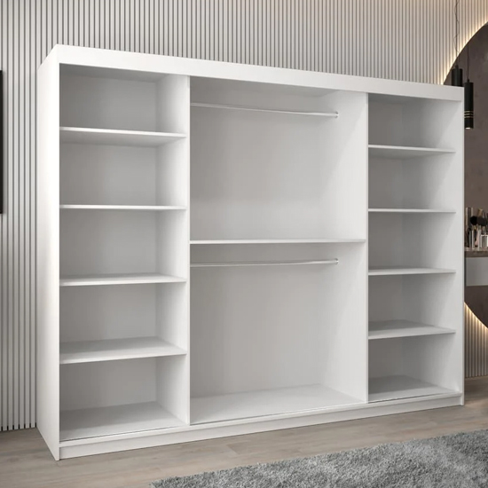 Eden Mirrored Wardrobe 3 Sliding Doors 250cm In White