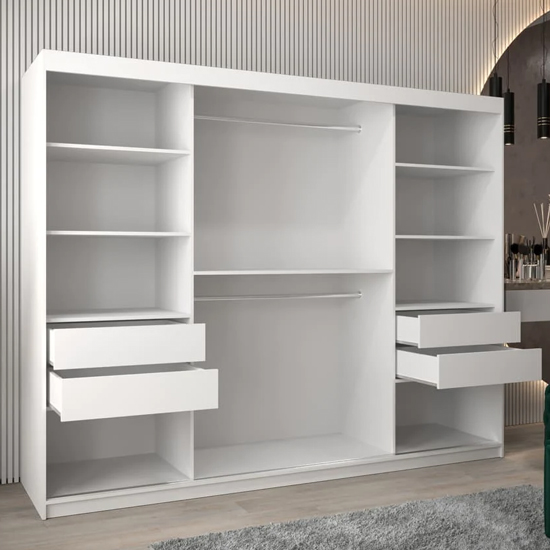 Eden Mirrored Wardrobe 3 Sliding Doors 250cm In White