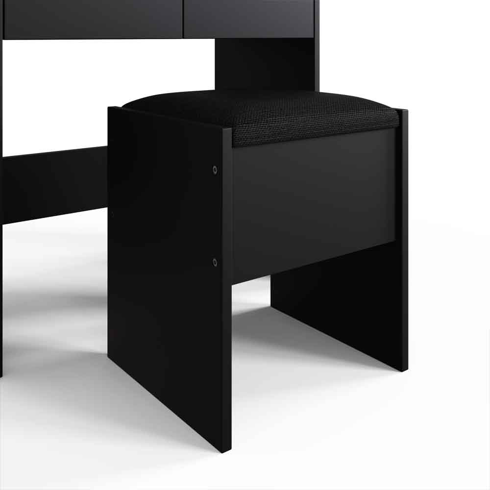 Eden Wooden Dressing Table Set in Black and LED