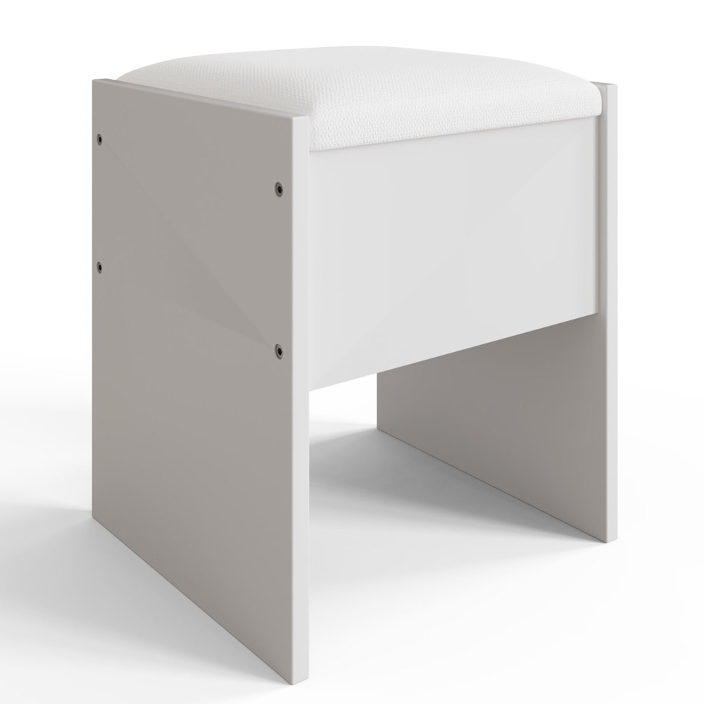 Eden Wooden Dressing Table Set In White With LED