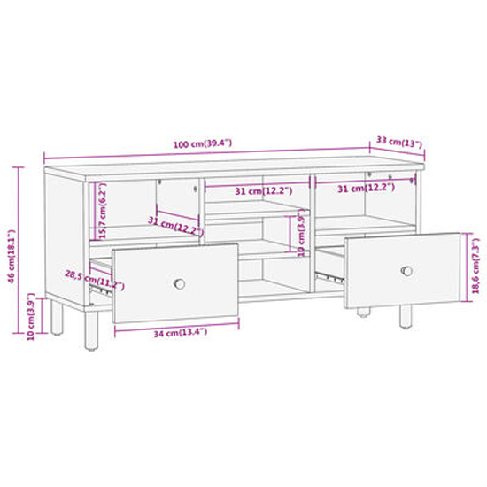 Eden Wooden TV Stand With 5 Shelves In Natural