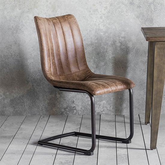 Edenton Brown Faux Leather Dining Chairs In Pair