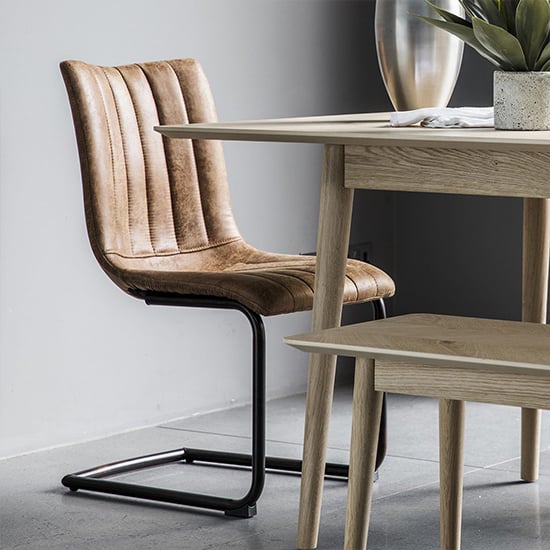 Edenton Brown Faux Leather Dining Chairs In Pair