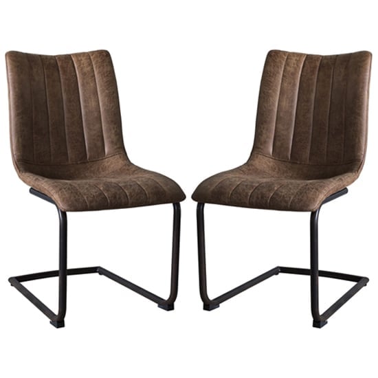 Edenton Brown Faux Leather Dining Chairs In A Pair