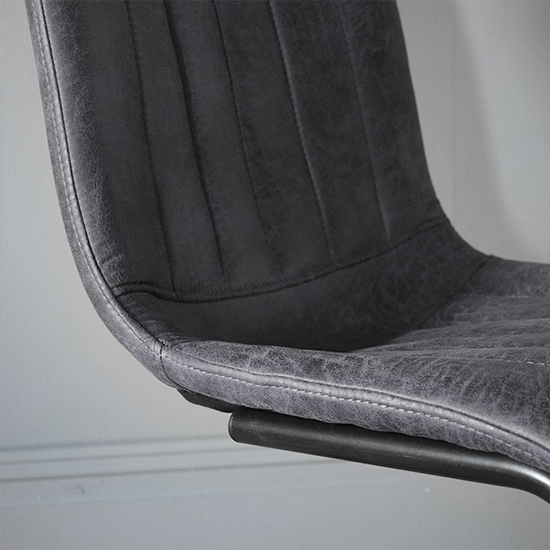 Edenton Grey Faux Leather Dining Chairs In Pair
