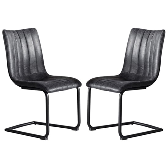 Edenton Grey Faux Leather Dining Chairs In A Pair