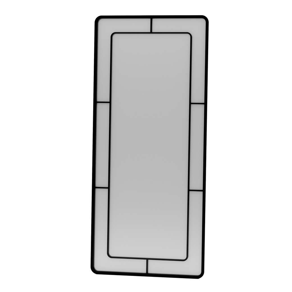 Edgea Glass Wooden Floor Full Length Mirror with Black Metal Frame