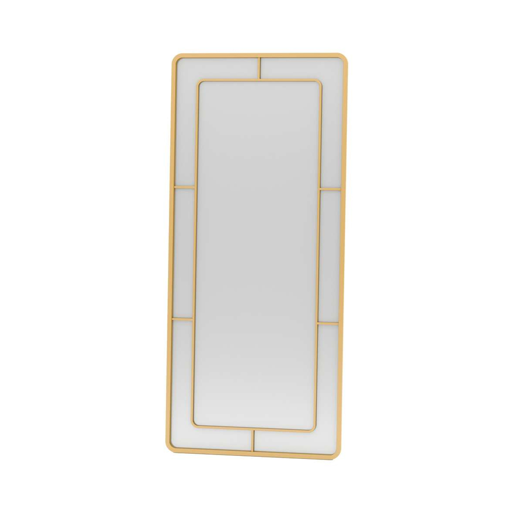 Edgea Glass Wooden Floor Full Length Mirror with Gold Metal Frame