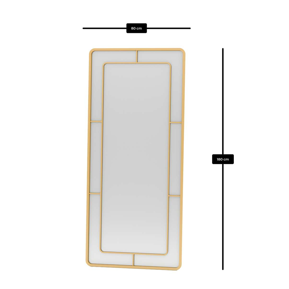 Edgea Glass Wooden Floor Full Length Mirror with Gold Metal Frame