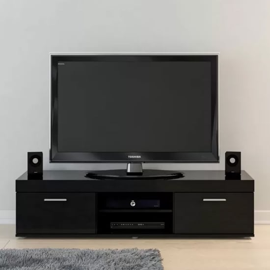Read more about Edged high gloss tv stand large in black