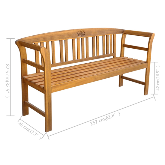 Edhitha 157cm Wooden Garden Seating Bench In Natural