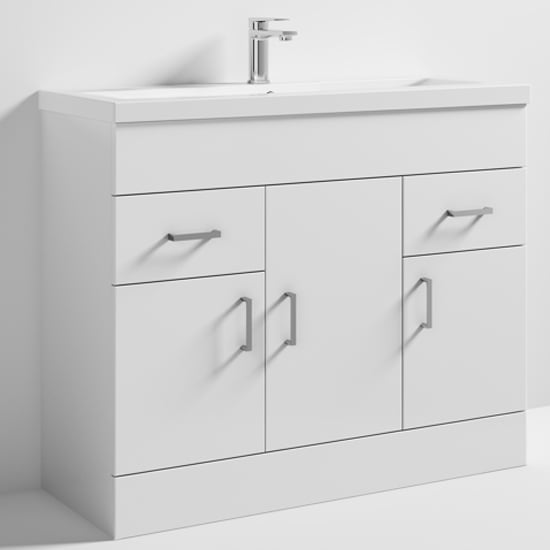 Read more about Edina 100cm floor vanity with mid edged basin in gloss white