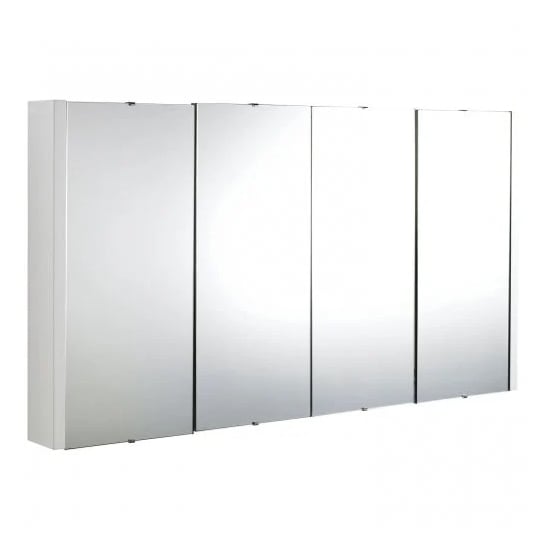 Edina 120cm Bathroom Mirrored Cabinet In Gloss White_2