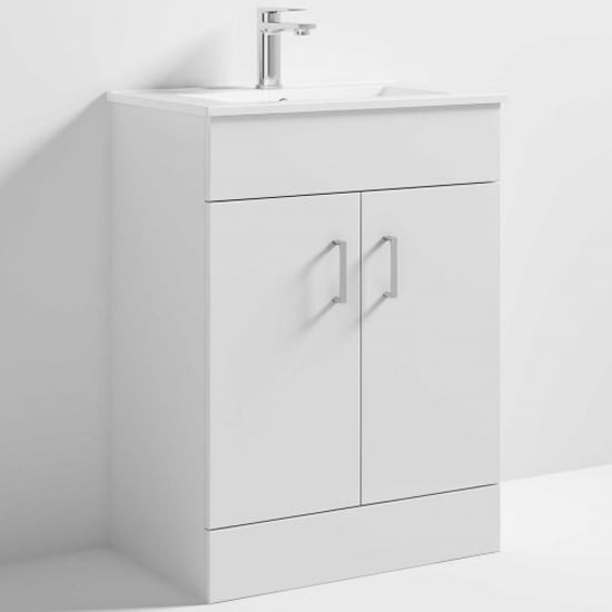 Read more about Edina 60cm floor vanity with minimalist basin in gloss white