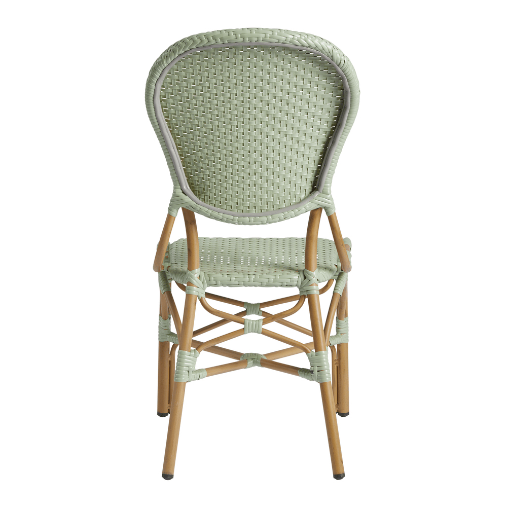 Edinburg Pastel Green Rattan Bar Chairs With Wooden Frame In Pair