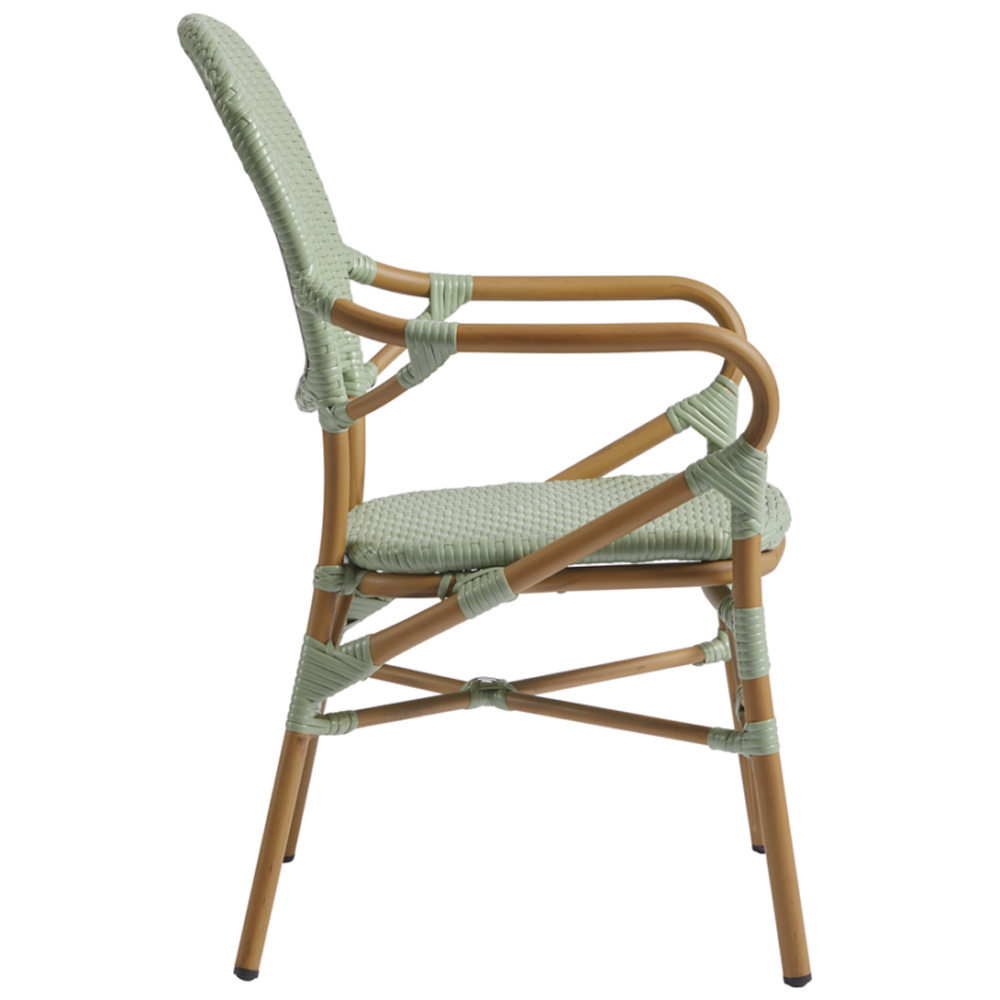 Edinburg Rattan Garden Armchair With Wooden Frame In Pastel Green