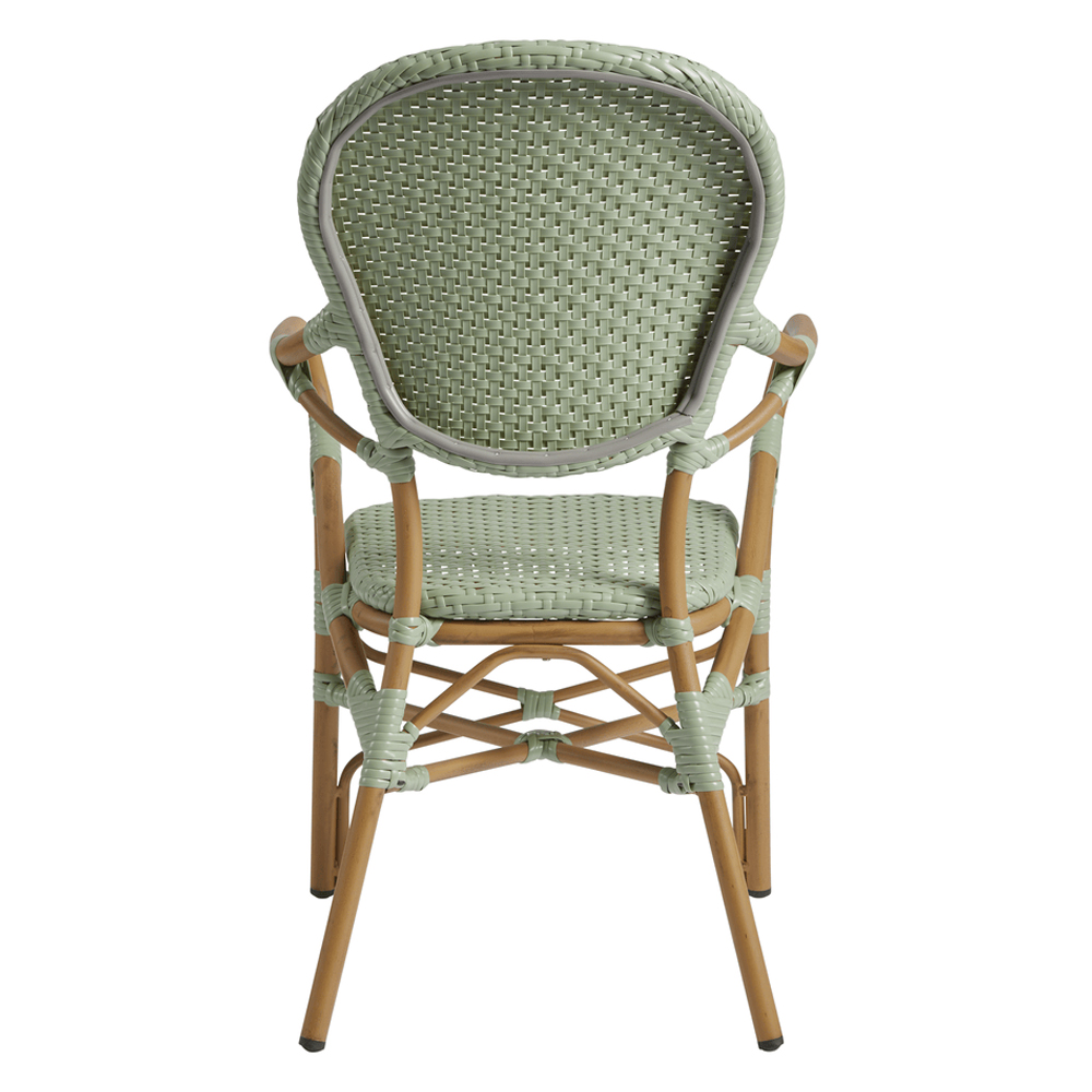 Edinburg Rattan Garden Armchair With Wooden Frame In Pastel Green