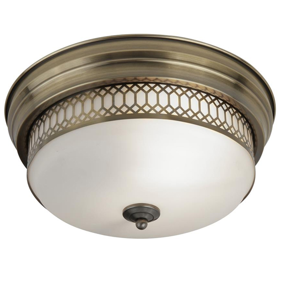 Read more about Edinburgh 2 lights ceiling flush light in antique brass
