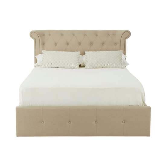 Photo of Cujam fabric storage ottoman double bed in beige