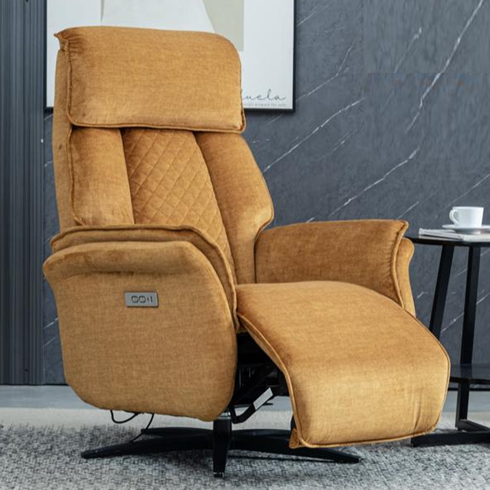 Edison Fabric Electric Recliner Chair In Amber