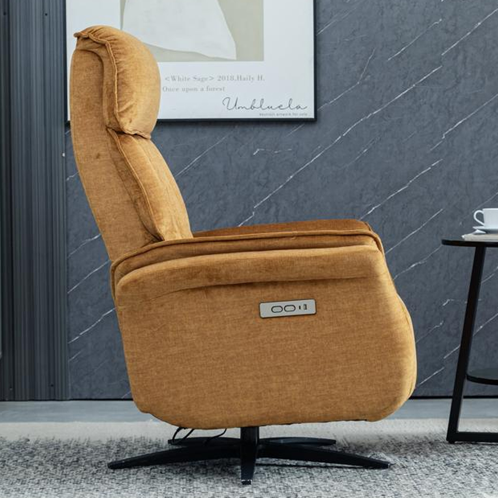 Edison Fabric Electric Recliner Chair In Amber