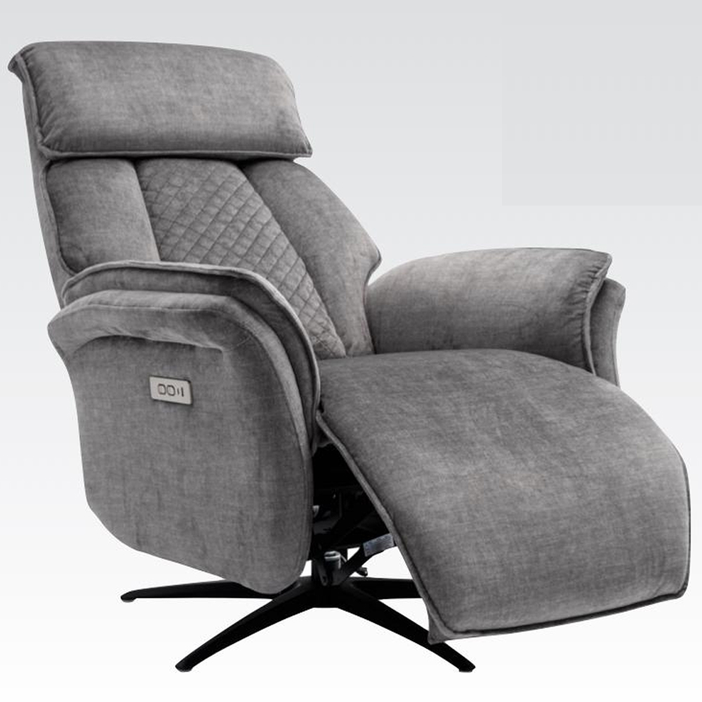 Edison Fabric Electric Recliner Chair In Grey
