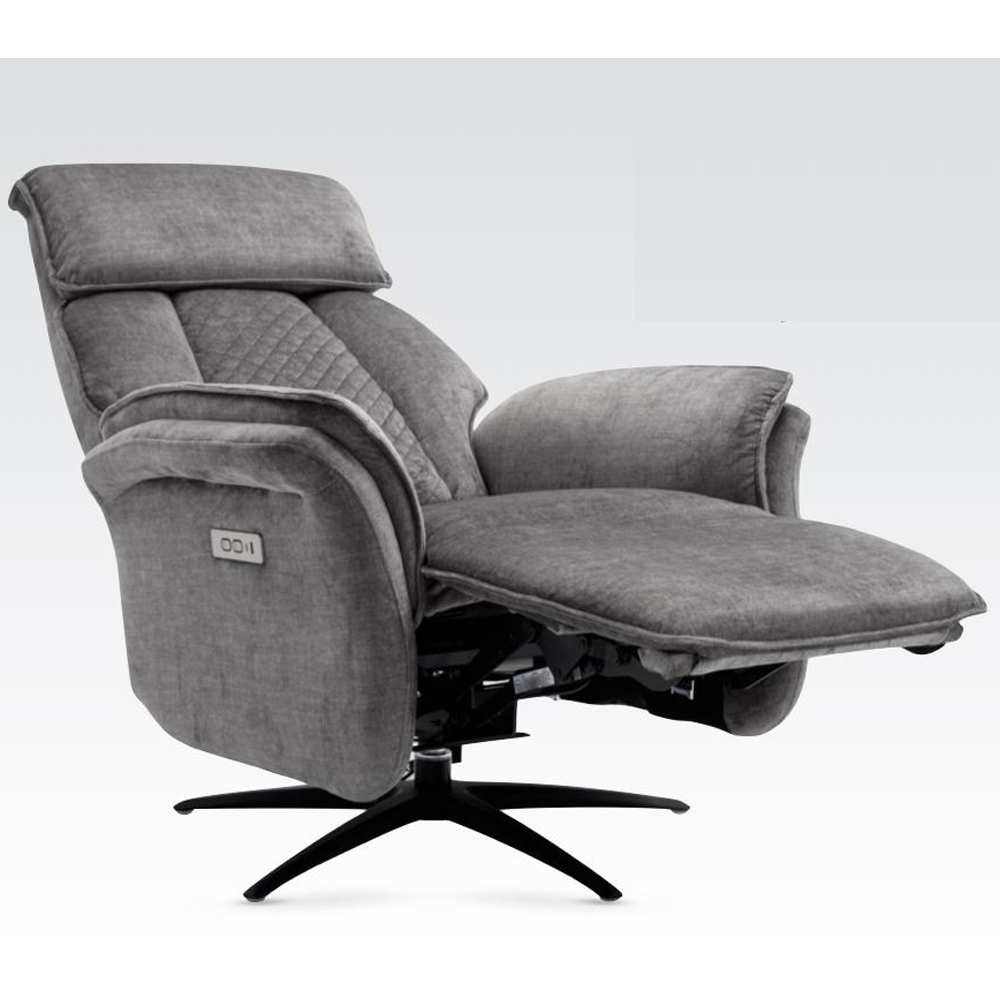 Edison Fabric Electric Recliner Chair In Grey
