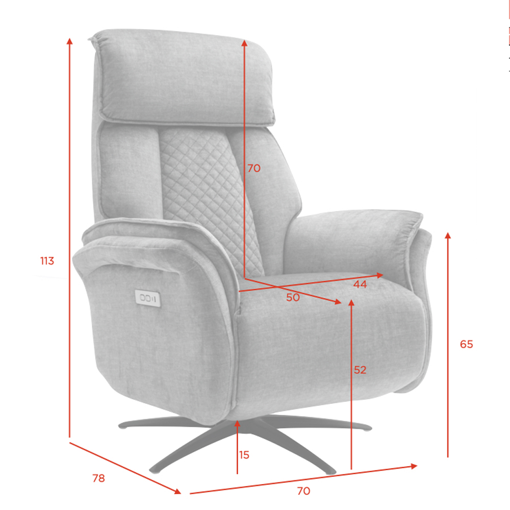 Edison Fabric Electric Recliner Chair In Grey