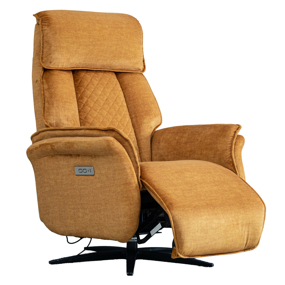 Edison Fabric Electric Recliner Swivel Bedroom Chair In Amber