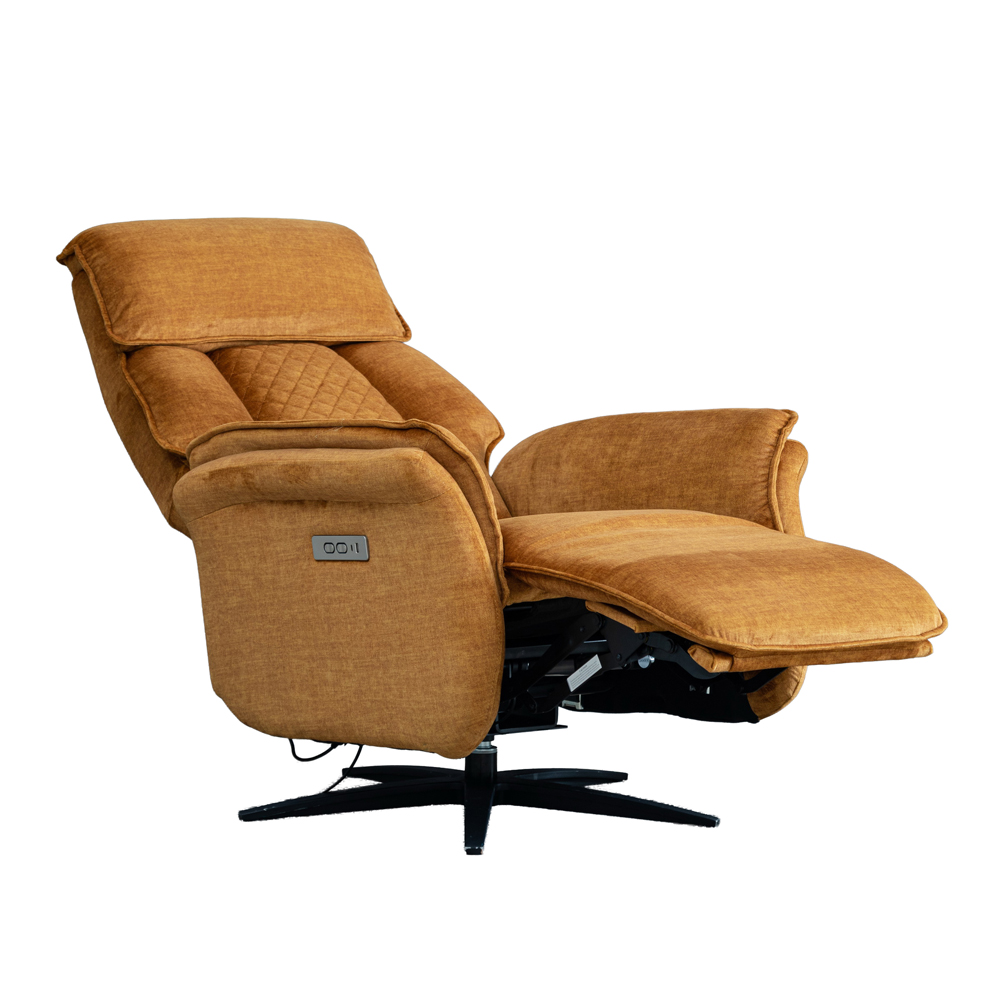 Edison Fabric Electric Recliner Swivel Bedroom Chair In Amber
