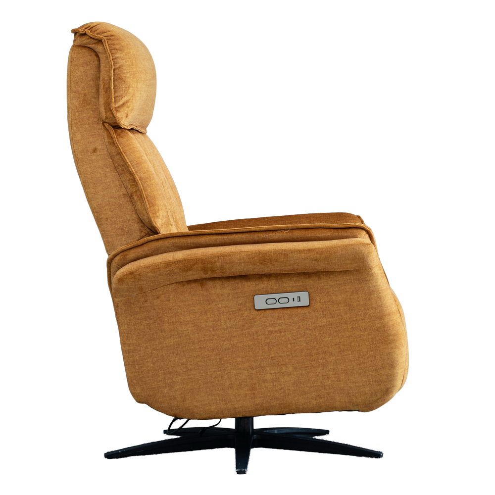 Edison Fabric Electric Recliner Swivel Bedroom Chair In Amber