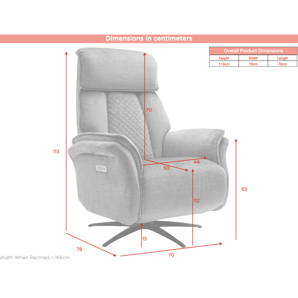 Edison Fabric Electric Recliner Swivel Bedroom Chair In Amber
