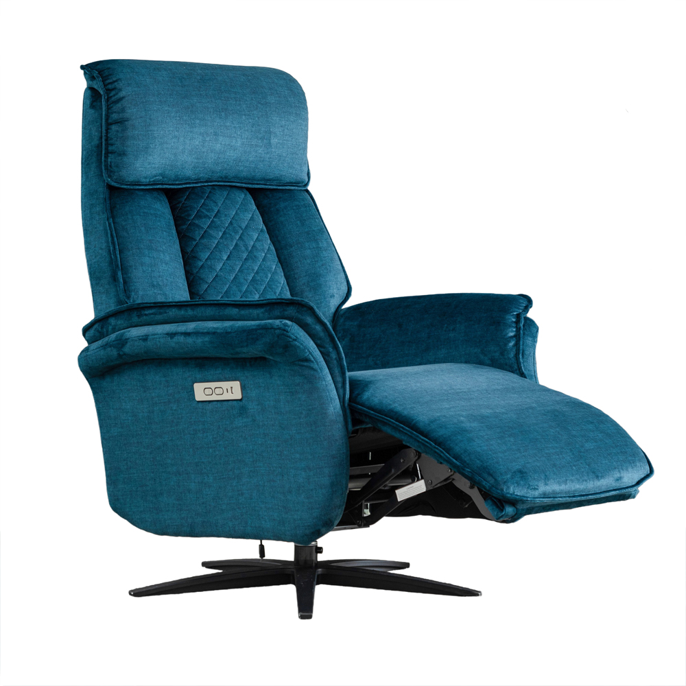 Edison Fabric Electric Recliner Swivel Bedroom Chair In Ocean Blue