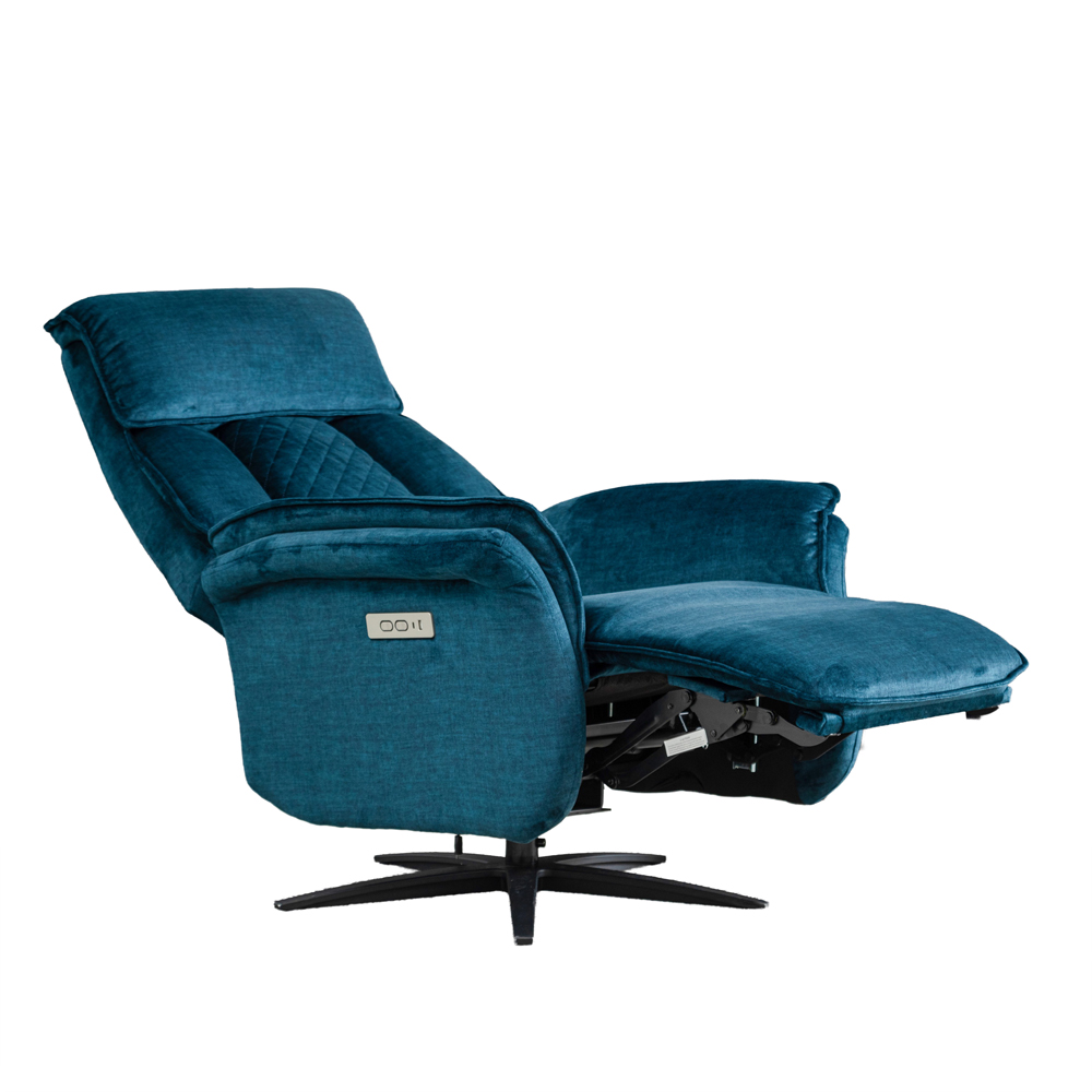 Edison Fabric Electric Recliner Swivel Bedroom Chair In Ocean Blue