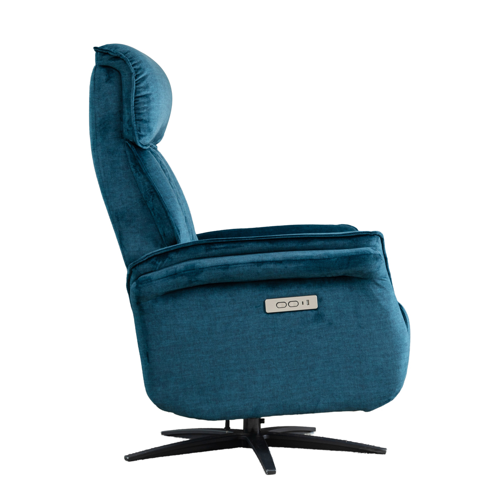 Edison Fabric Electric Recliner Swivel Bedroom Chair In Ocean Blue