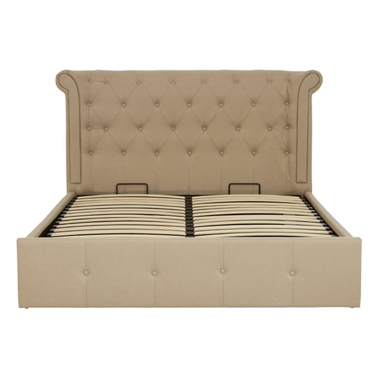 Product photograph of Cujam Fabric Storage Ottoman King Size Bed In Beige from Furniture in Fashion