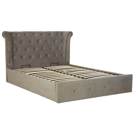 Cujam Velvet Storage Ottoman King Size Bed In Grey Furniture in Fashion