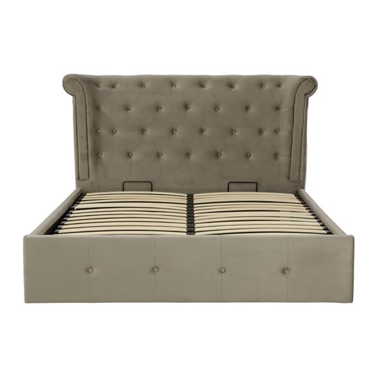 Cujam Velvet Storage Ottoman King Size Bed In Grey