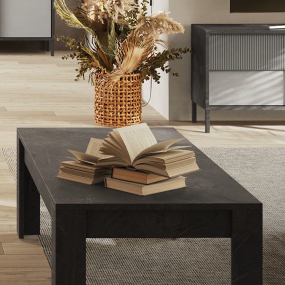 Product photograph of Edison Rectangular Wooden Coffee Table In Lead from Furniture in Fashion