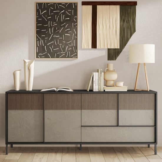Product photograph of Edison Wooden Sideboard 4 Doors 1 Drawer In Clay Mercury Oak from Furniture in Fashion