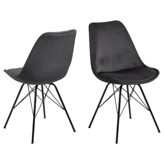 Photo of Edisto dark grey velvet dining chairs in pair
